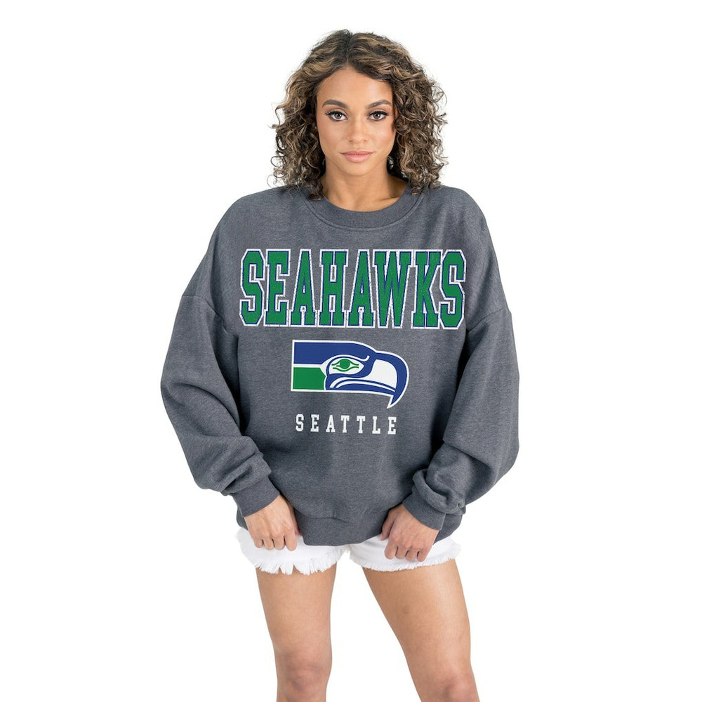 NFL Seattle Seahawks Gameday Couture Women's Bring Your Energy Oversized Premium Fleece Pullover Sweatshirt