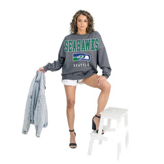 NFL Seattle Seahawks Gameday Couture Women's Bring Your Energy Oversized Premium Fleece Pullover Sweatshirt