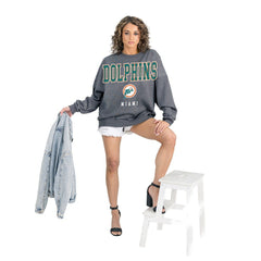 NFL Miami Dolphins Gameday Couture Women's Bring Your Energy Oversized Premium Fleece Pullover Sweatshirt