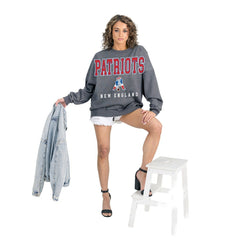 NFL New England Patriots Gameday Couture Women's Bring Your Energy Oversized Premium Fleece Pullover Sweatshirt