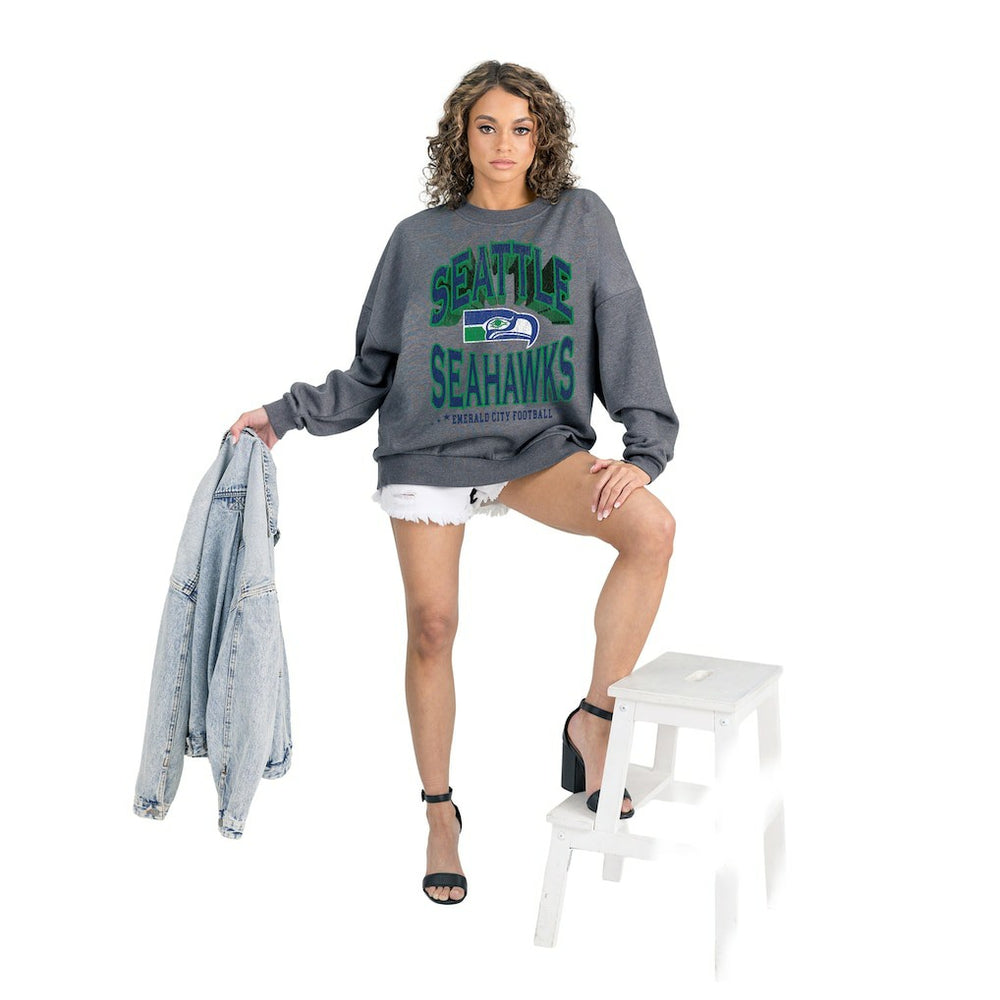 NFL Seattle Seahawks Gameday Couture Women's Long Weekends Oversized Premium Fleece Pullover Sweatshirt