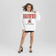 NFL Cleveland Browns Gameday Couture Women's Classic Sunday Drives Oversized Premium Fleece Pullover Sweatshirt