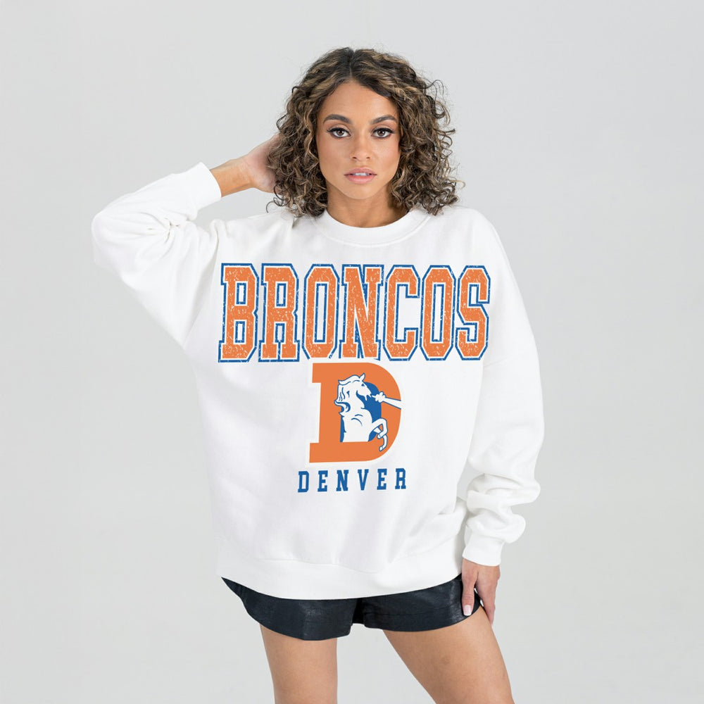 NFL Denver Broncos Gameday Couture Women's Classic Sunday Drives Oversized Premium Fleece Pullover Sweatshirt