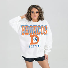 NFL Denver Broncos Gameday Couture Women's Classic Sunday Drives Oversized Premium Fleece Pullover Sweatshirt