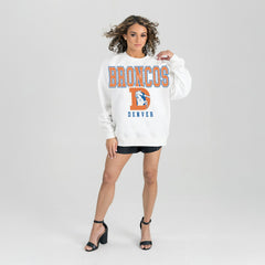 NFL Denver Broncos Gameday Couture Women's Classic Sunday Drives Oversized Premium Fleece Pullover Sweatshirt