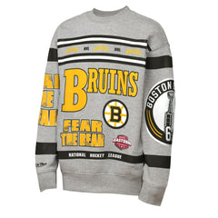 Boston Bruins Mitchell & Ness Youth Allover Print Fleece Crewneck Sweatshirt