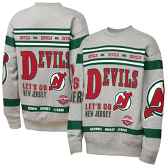 New Jersey Devils Mitchell & Ness Youth Allover Print Fleece Crewneck Sweatshirt