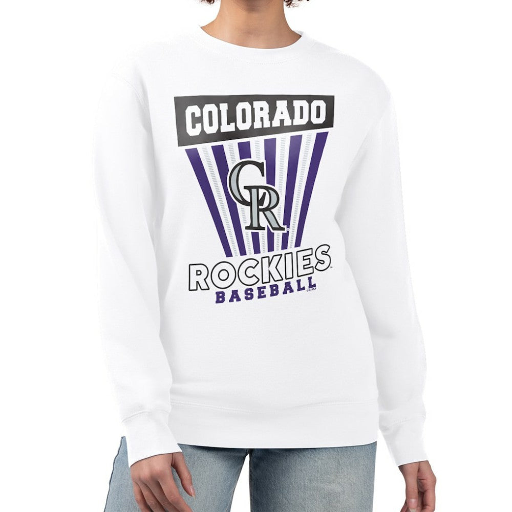 Colorado Rockies Starter Women's Poster Print Team Fleece Pullover Sweatshirt - White
