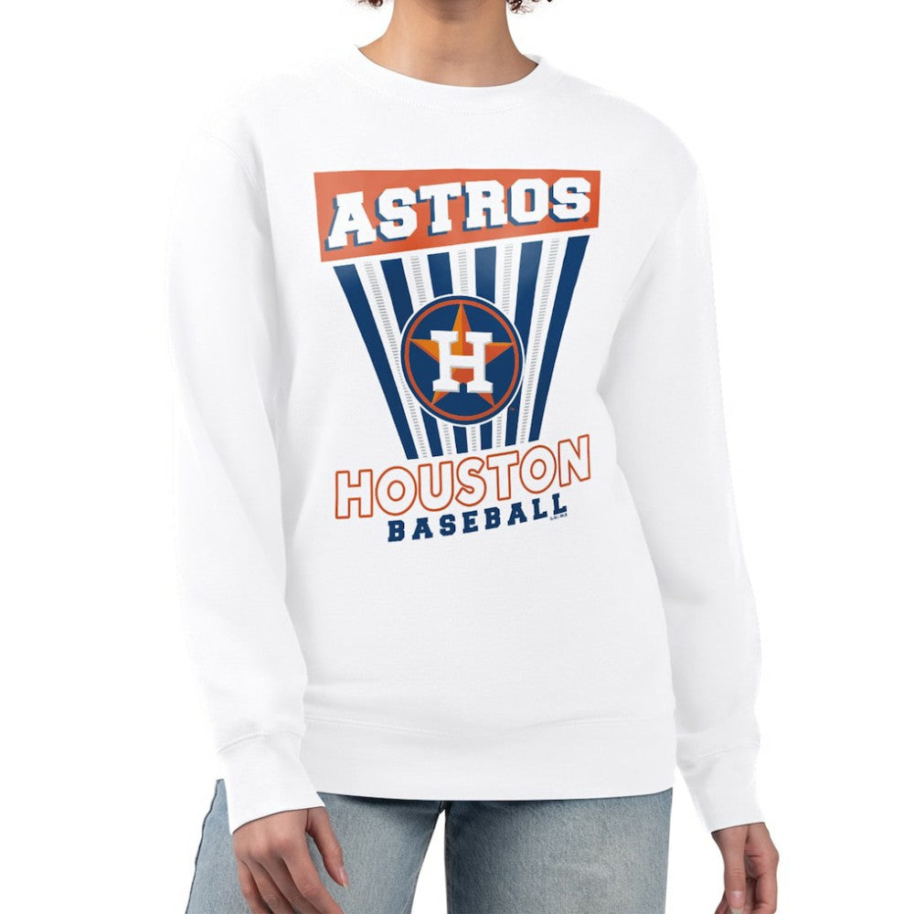Houston Astros Starter Women's Poster Print Team Fleece Pullover Sweatshirt - White