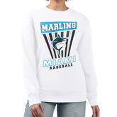 Miami Marlins Starter Women's Poster Print Team Fleece Pullover Sweatshirt - White