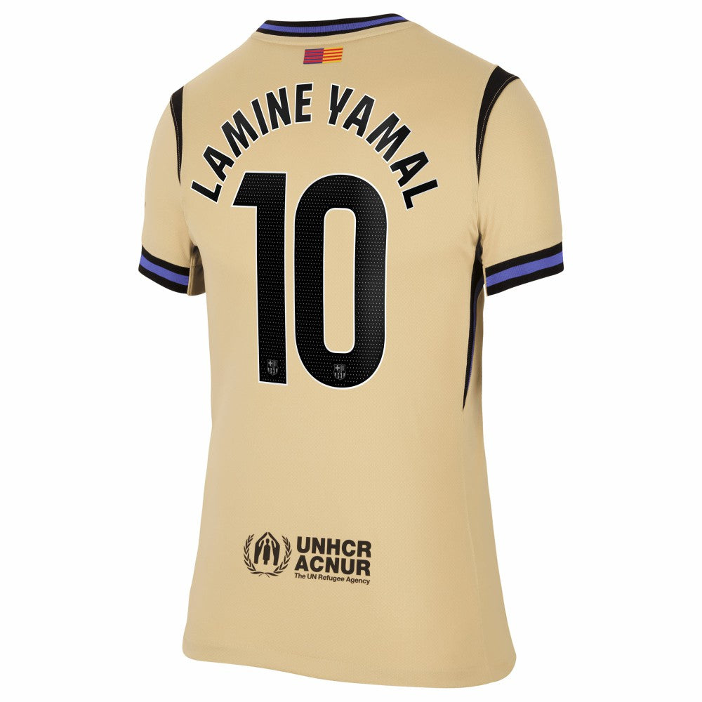 Lamine Yamal Barcelona Women's 2025/26 Away Stadium Replica Jersey on sale - Gold