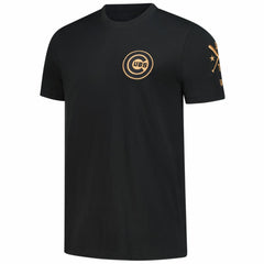 Chicago Cubs Bronze Logo with Cross Bats Established T-Shirt - Black | New Era