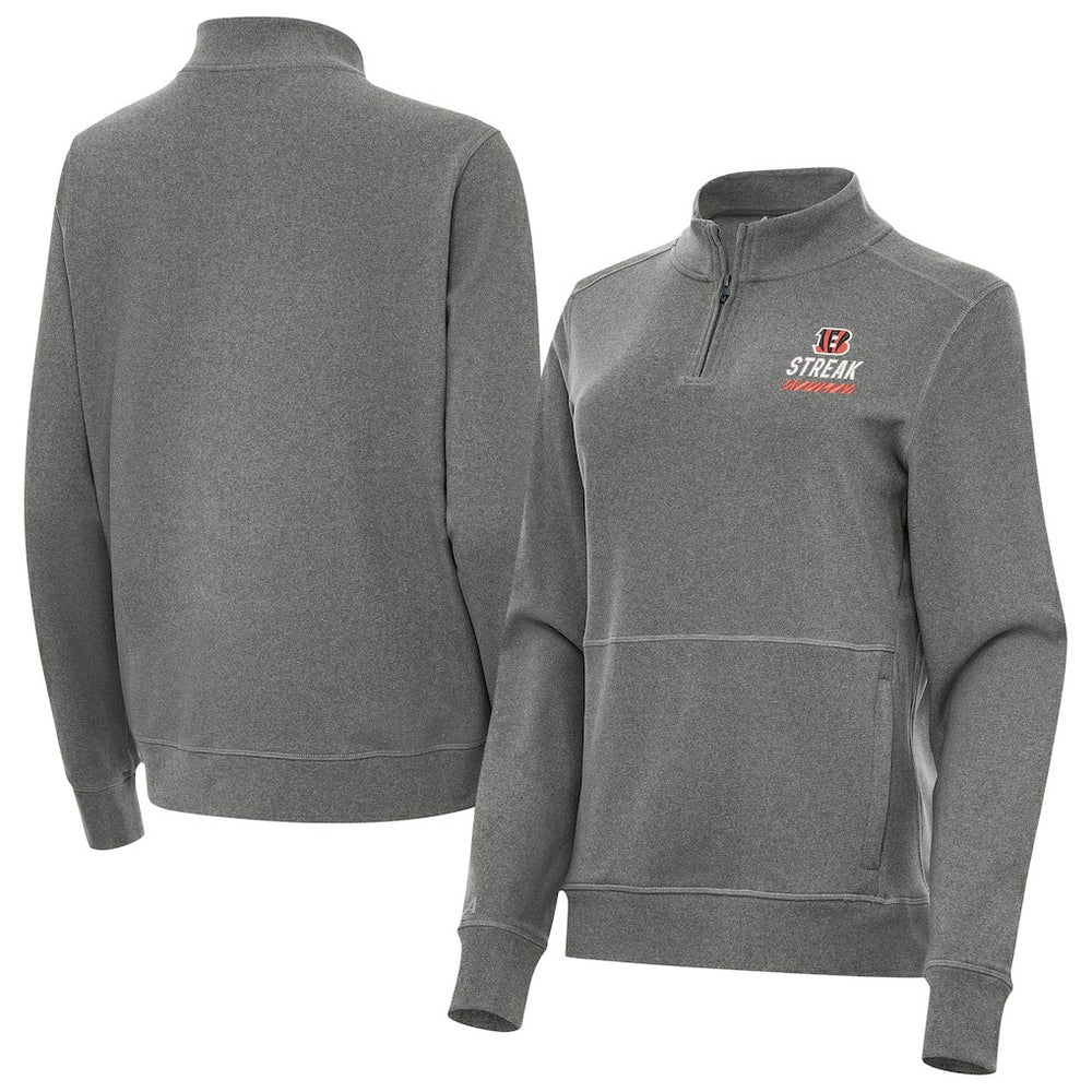 NFL Cincinnati Bengals Antigua Women's Streak Crush Quarter-Zip Pullover