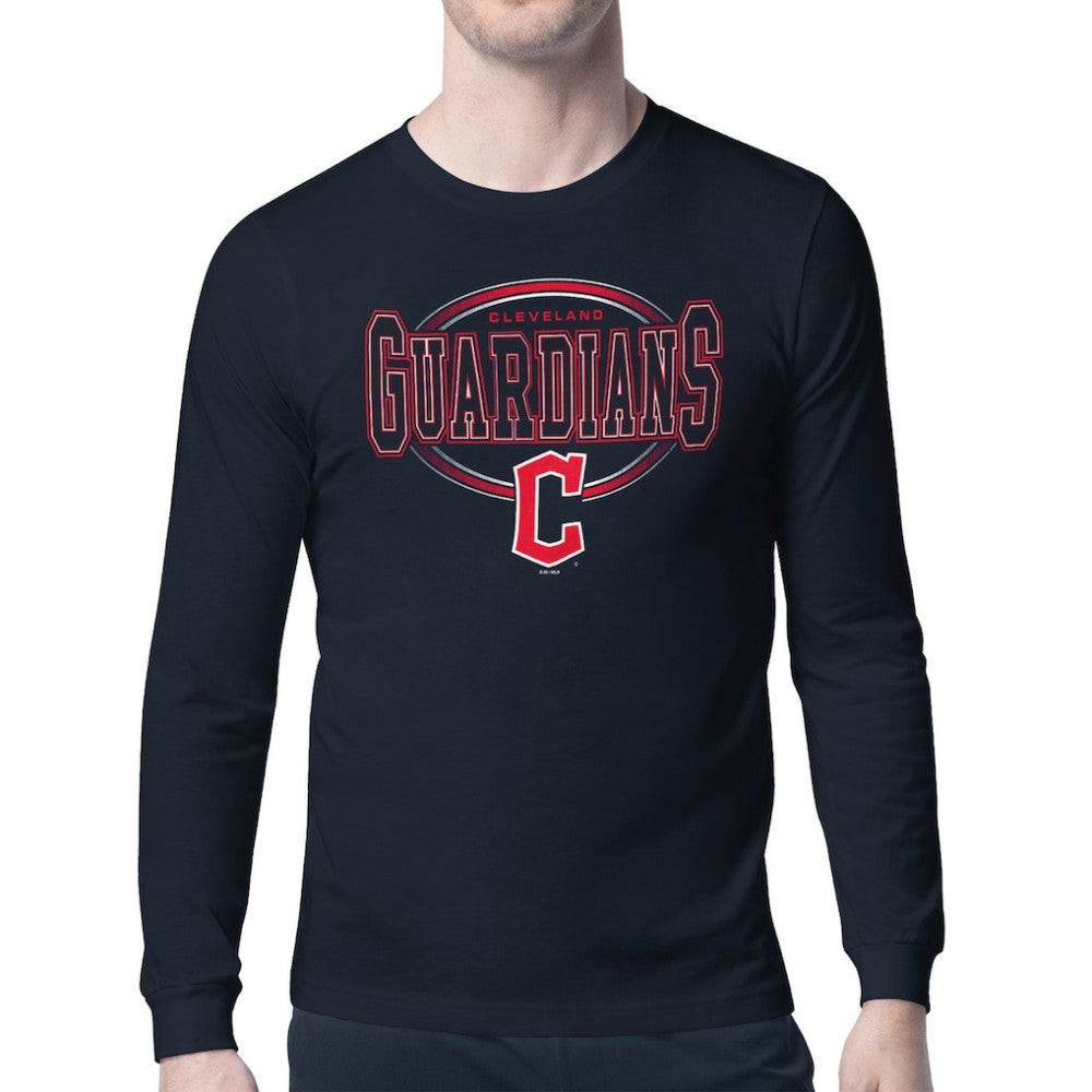 Cleveland Guardians Starter Team Track Graphic Long Sleeve T-Shirt - Navy