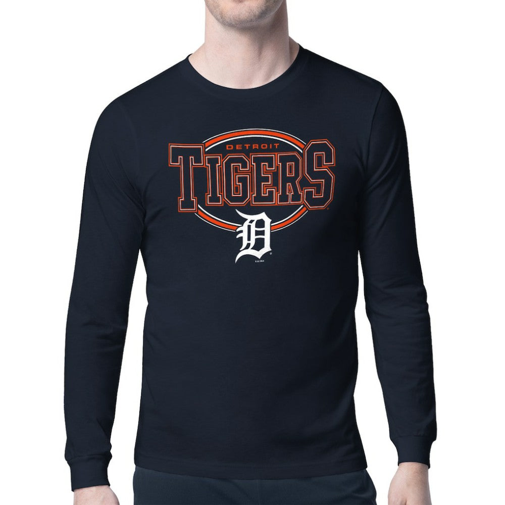 Detroit Tigers Starter Team Track Graphic Long Sleeve T-Shirt - Navy