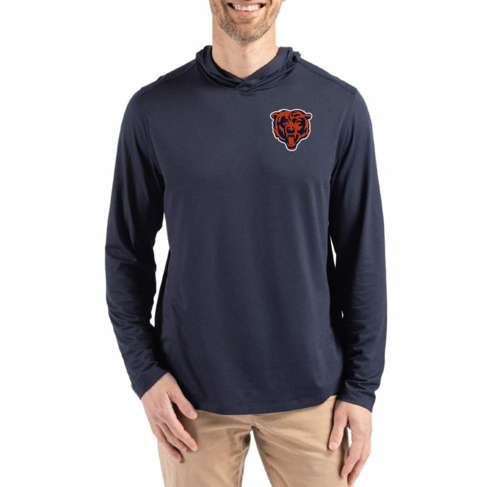 NFL Chicago Bears Cutter & Buck Coastline Epic Comfort Eco Recycled Long Sleeve Hoodie T-Shirt