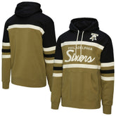 Philadelphia 76ers Double Clutch Head Coach Hoodie - Olive | Mitchell & Ness on sale