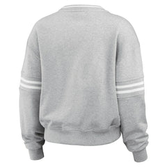 New York Yankees WEAR by Erin Andrews Women's Sleeve Stripe Fleece Crewneck Sweatshirt - Gray
