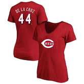 Elly De La Cruz Cincinnati Reds Profile Women's Plus Size Name & Number V-Neck T-Shirt - Red