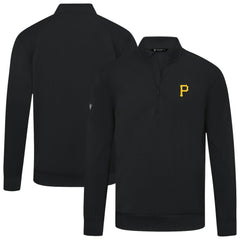 Pittsburgh Pirates Levelwear Upright Insignia Tri-Blend Quarter-Zip Pullover - Black