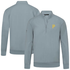 Pittsburgh Pirates Levelwear Upright Insignia Tri-Blend Quarter-Zip Pullover - Gray