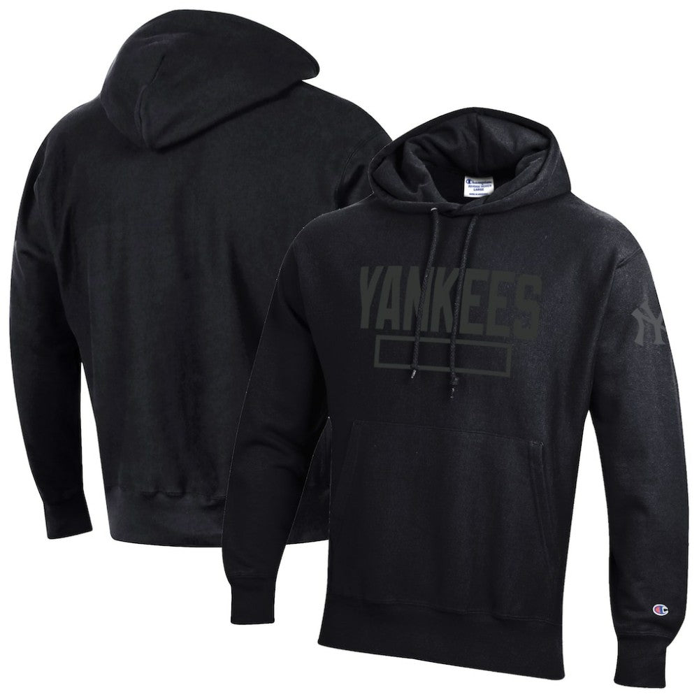 New York Yankees Champion Tonal Reverse Weave Fleece Hoodie - Black