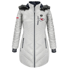 NFL Kansas City Chiefs ActionHeat Women's 5V Battery Heated Long Puffer Full-Zip Hoodie Jacket