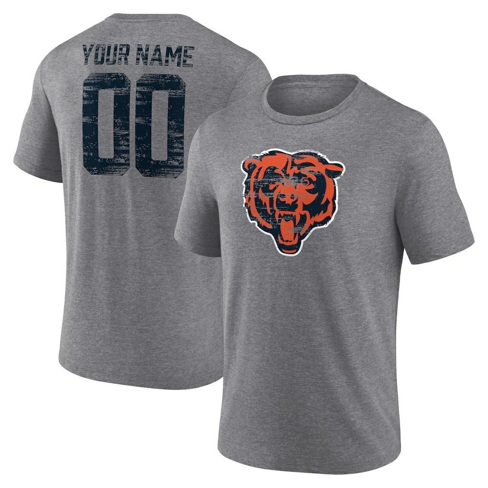 NFL Chicago Bears Heritage Custom Name & Number Tri-Blend T-Shirt