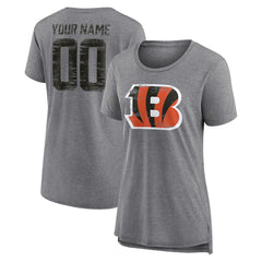 NFL Cincinnati Bengals Women's Heritage Custom Name & Number Tri-Blend T-Shirt
