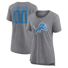 NFL Detroit Lions Women's Heritage Custom Name & Number Tri-Blend T-Shirt