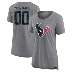 NFL Houston Texans Women's Heritage Custom Name & Number Tri-Blend T-Shirt