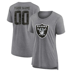 NFL Las Vegas Raiders Women's Heritage Custom Name & Number Tri-Blend T-Shirt