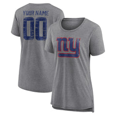 NFL New York Giants Women's Heritage Custom Name & Number Tri-Blend T-Shirt
