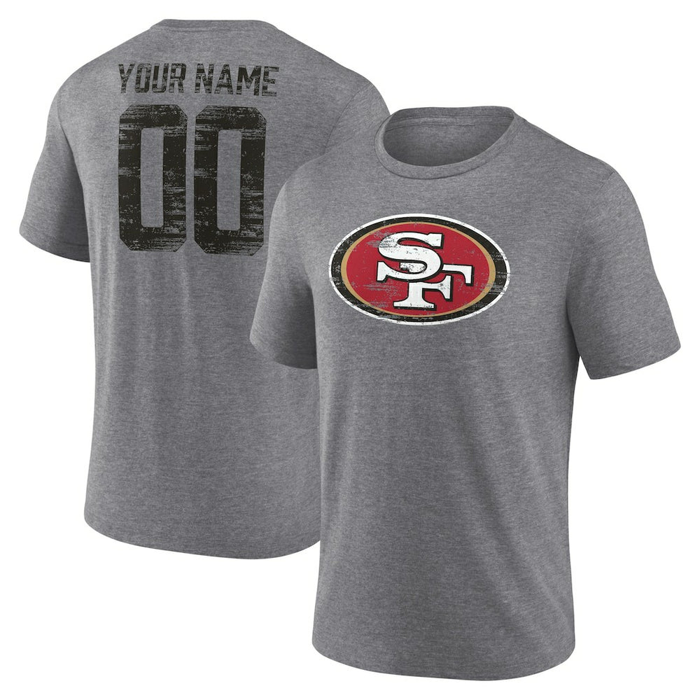 NFL San Francisco 49ers Heritage Custom Name & Number Tri-Blend T-Shirt