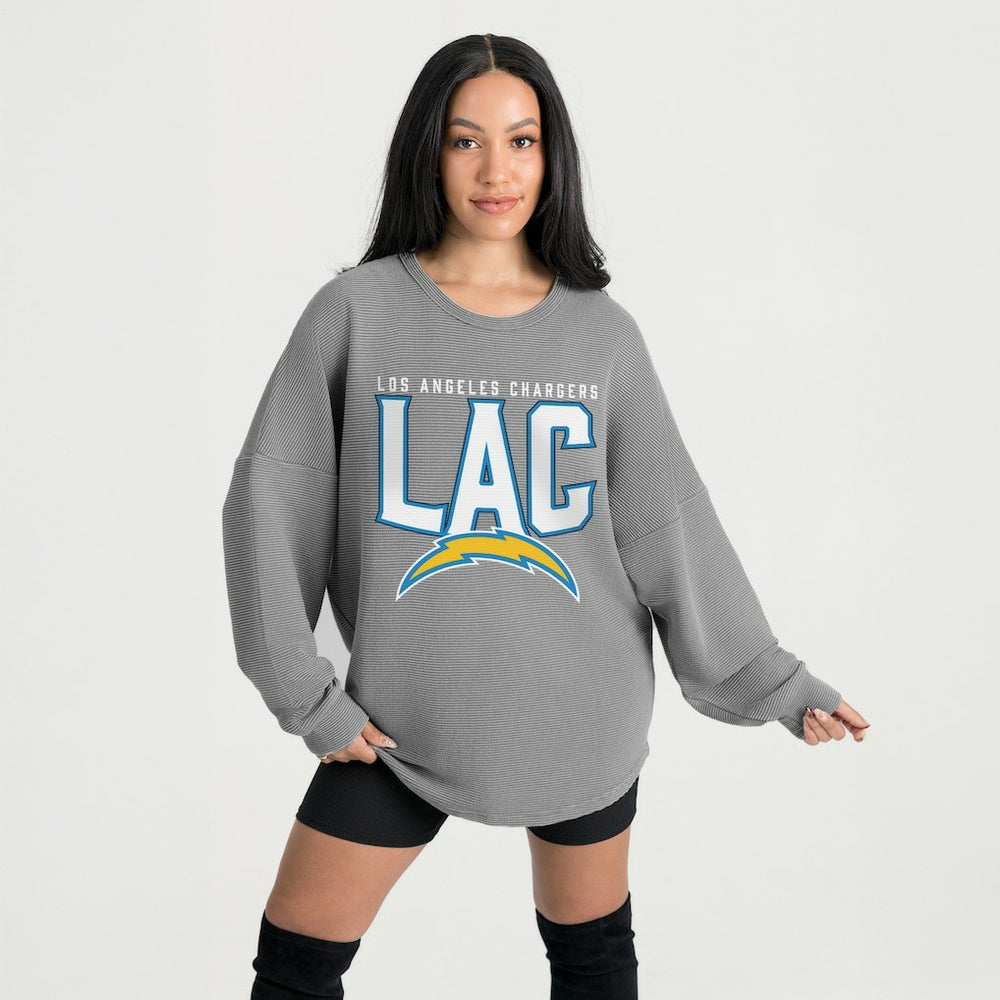 NFL Los Angeles Chargers Gameday Couture Women's Oversized Pure Motion Corded Sweatshirt