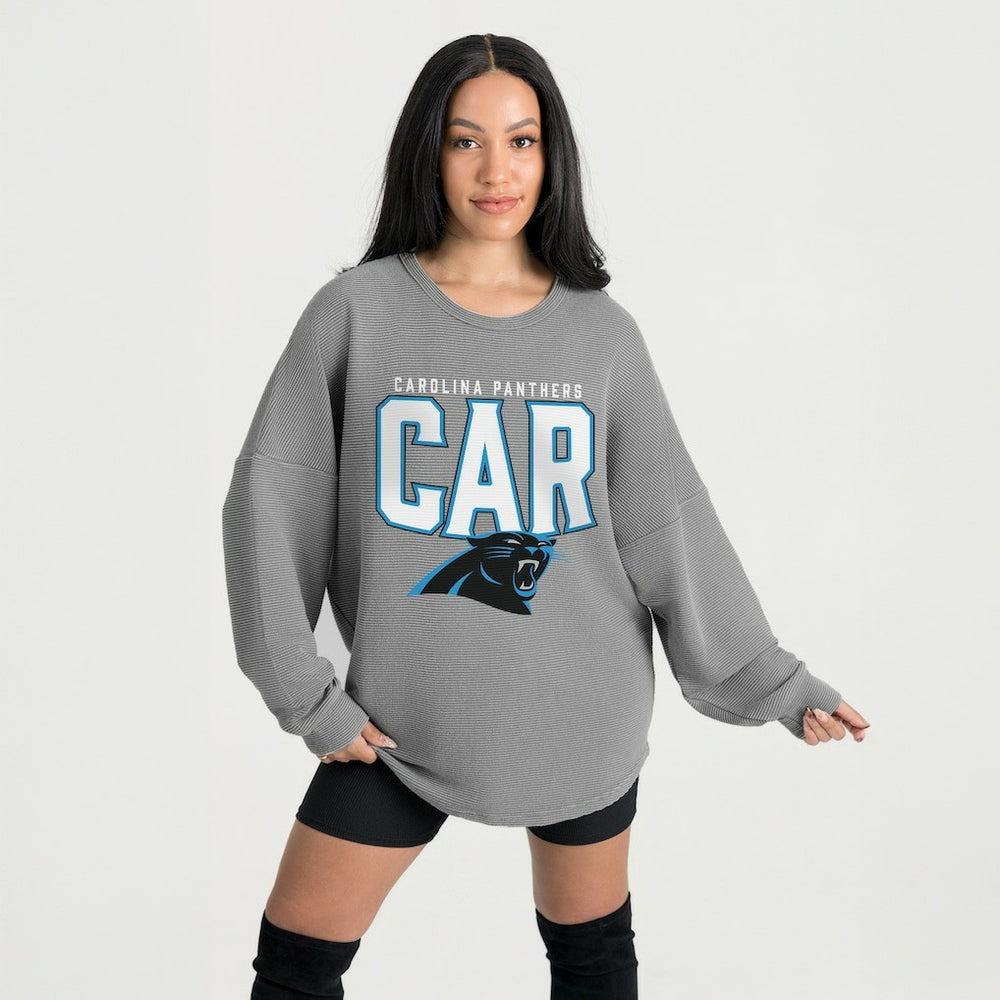 NFL Carolina Panthers Gameday Couture Women's Oversized Pure Motion Corded Sweatshirt