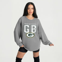 NFL Green Bay Packers Gameday Couture Women's Oversized Pure Motion Corded Sweatshirt