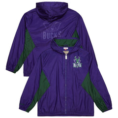 Milwaukee Bucks Playmaker Full-Zip Hooded Windbreaker Jacket - Purple | Mitchell & Ness discount