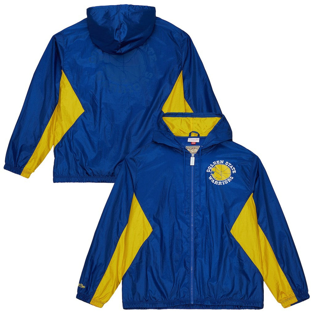 Golden State Warriors Playmaker Full-Zip Hooded Windbreaker Jacket sale - Royal | Mitchell & Ness online