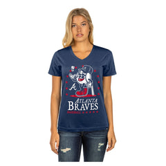 Atlanta Braves Women's Little Miss 2 V-Neck T-Shirt - Navy | New Era