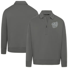 Washington Nationals Levelwear Women's Canmore Chenille Logo Quarter-Zip Top - Stone