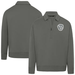 Milwaukee Brewers Levelwear Women's Canmore Chenille Logo Quarter-Zip Top - Stone
