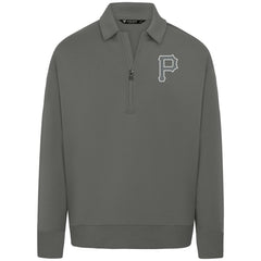 Pittsburgh Pirates Levelwear Women's Canmore Chenille Logo Quarter-Zip Top - Stone