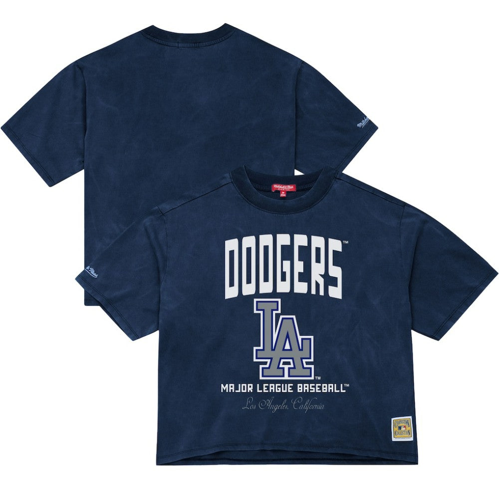 Los Angeles Dodgers Women's Cooperstown Cropped Boxy T-Shirt - Blue | Mitchell & Ness