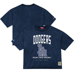 Los Angeles Dodgers Women's Cooperstown Cropped Boxy T-Shirt - Blue | Mitchell & Ness