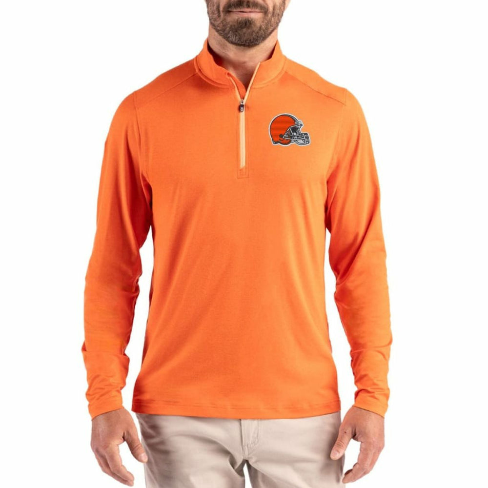 NFL Cleveland Browns Cutter & Buck Coastline Epic Comfort Recycled Quarter-Zip Pullover