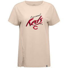 Cincinnati Reds Levelwear Women's Influx Sizzle T-Shirt - Khaki