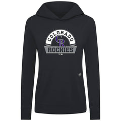Colorado Rockies Levelwear Women's Relay Banner Arch Long Sleeve T-Shirt Hoodie - Black