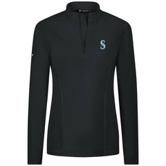 Seattle Mariners Levelwear Women's Upright Insignia 2.0 Quarter-Zip Tri-Blend Top - Black