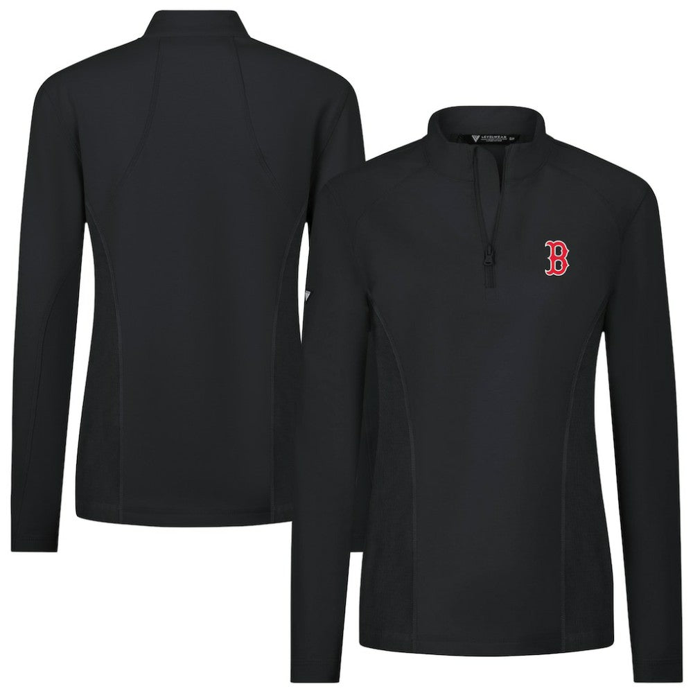 Boston Red Sox Levelwear Women's Upright Insignia 2.0 Quarter-Zip Tri-Blend Top - Black